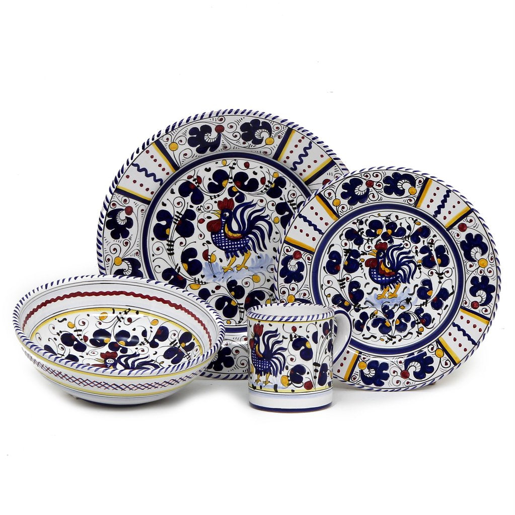 ORVIETO BLUE ROOSTER: 4 Pieces Place Setting - artisticaitalian.com