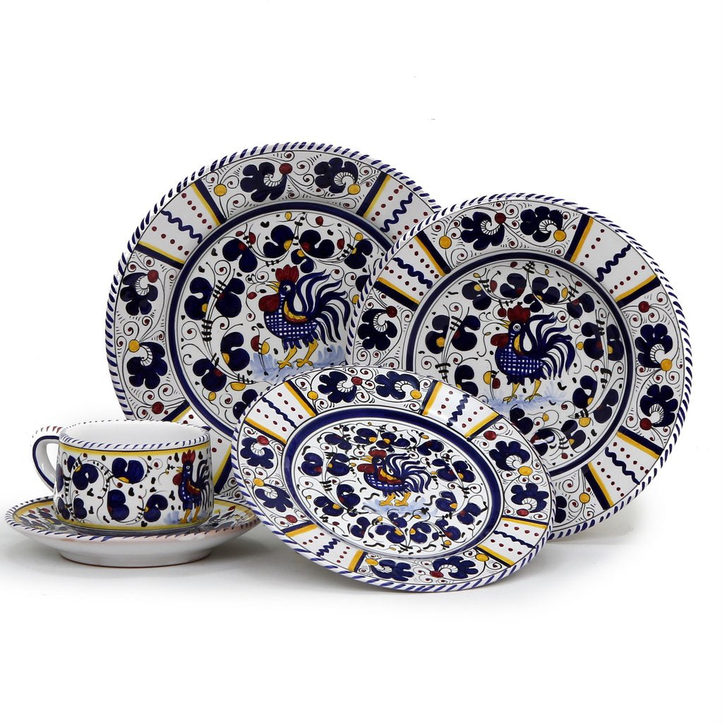 ORVIETO BLUE ROOSTER: 5 Pieces Place Setting - artisticaitalian.com