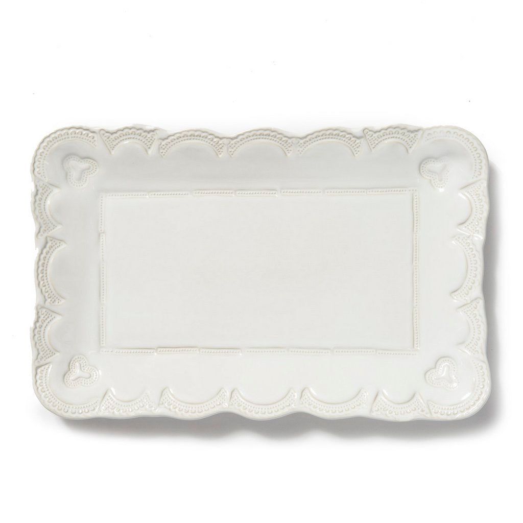 VIETRI: Incanto Stone White Lace Small Rectangular Platter Tray - artisticaitalian.com