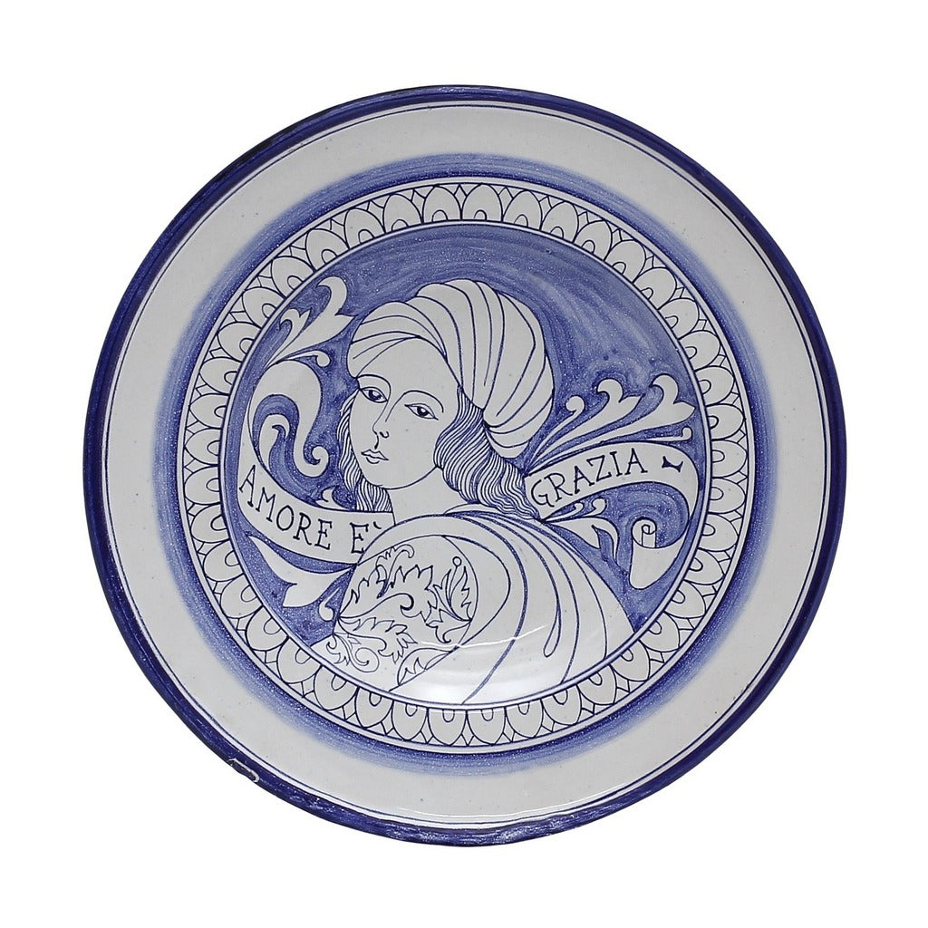 MONOTTI DERUTA: Amore Wall Plates with Noblewomen by the renowned Deruta artistic Claudio Monotti - (SET OF THREE) - artisticaitalian.com