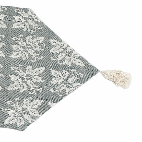 BUSATTI: Runner with tassels (60% Linen and 40% Cotton) BLACK/GRAY (Reversible two tones) - artisticaitalian.com