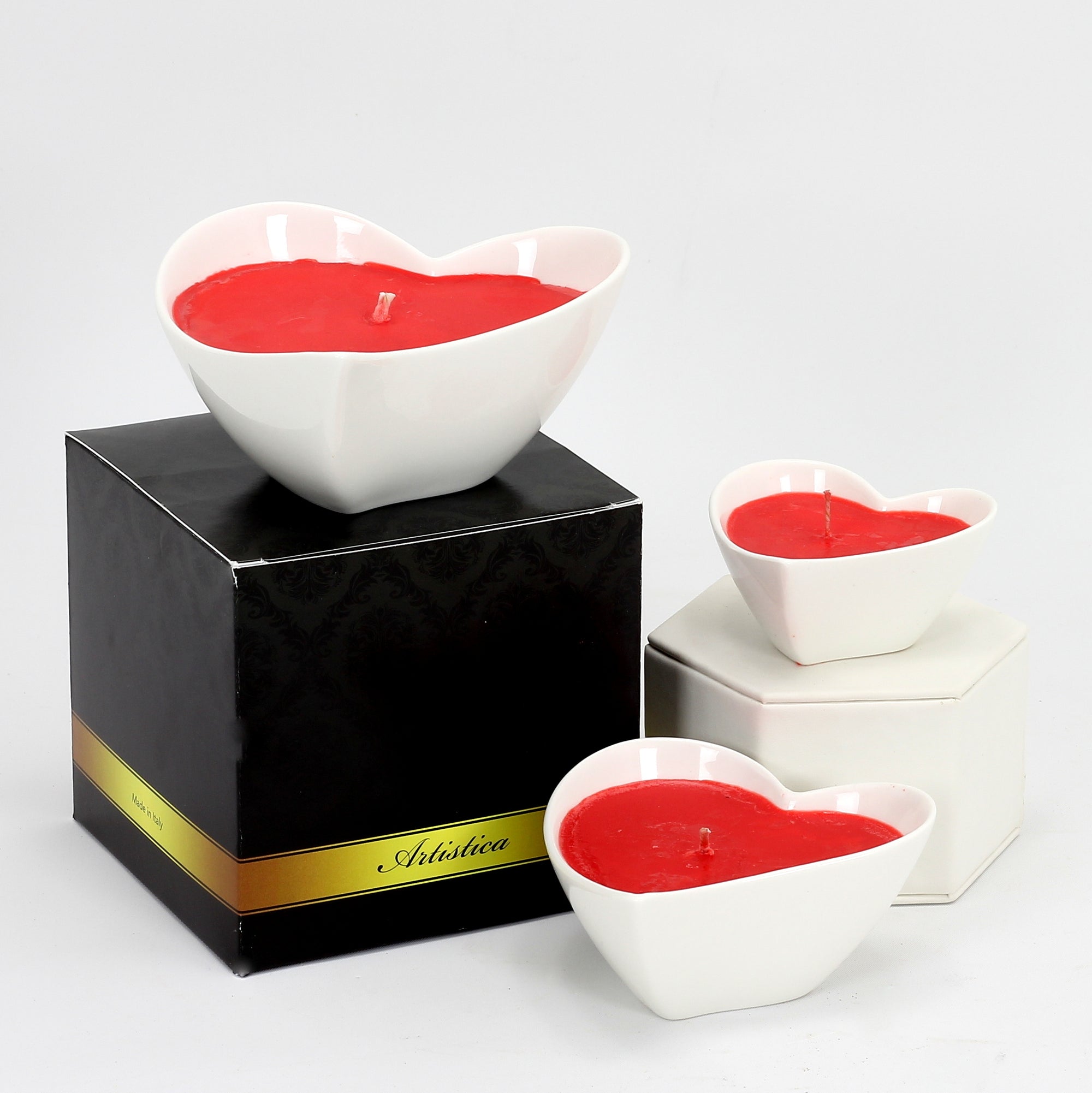 PURITY SPA CANDLE: Valentines Heart Shaped Set of three candles pure White - artisticaitalian.com