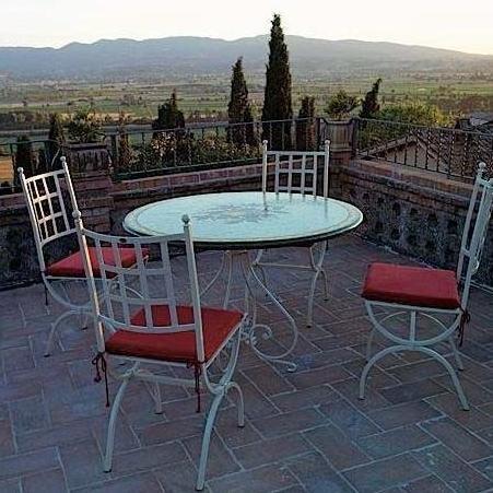 CERAMIC STONE TABLE + IRON BASE: SPOLETO Design - Hand Painted in Deruta, Italy. - artisticaitalian.com