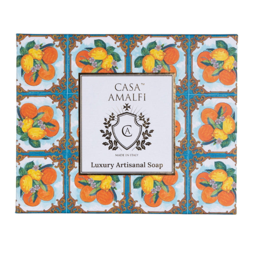 CASA AMALFI SOAPS: Scented Soap Bar with ceramic soap dish - Summer in Sorrento Set - artisticaitalian.com