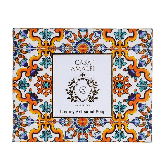 CASA AMALFI SOAPS: Scented Soap Bar with ceramic soap dish - Sunset in Procida Set - artisticaitalian.com