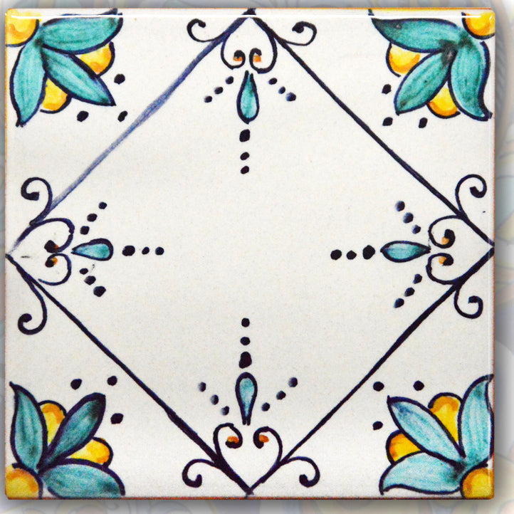 FRANCESCA NICCACCI: Deruta Vario Hand Painted Wall Tile - artisticaitalian.com