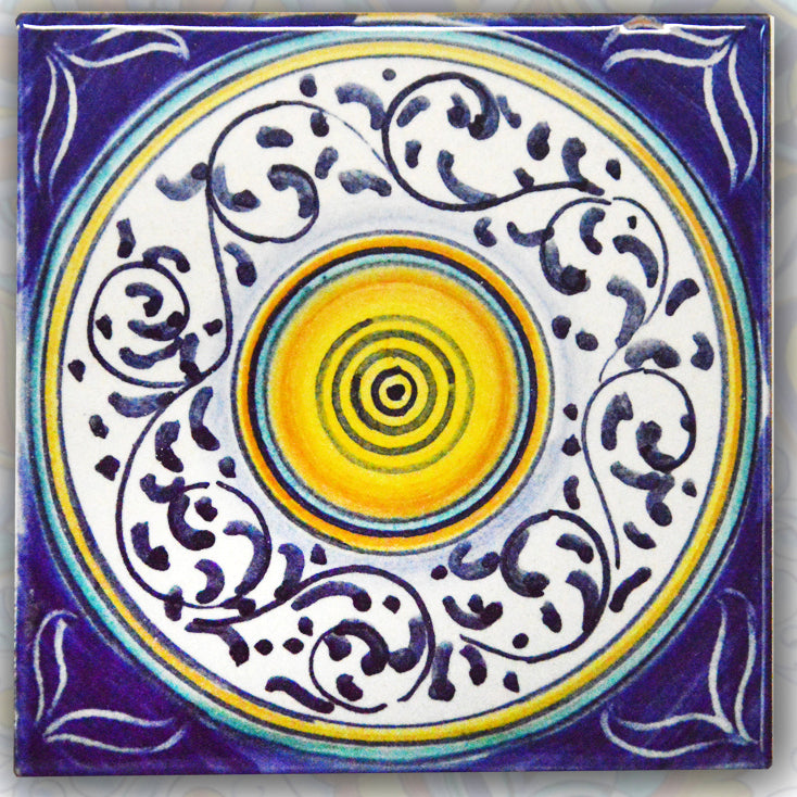 FRANCESCA NICCACCI: Deruta Vario Hand Painted Wall Tile - artisticaitalian.com