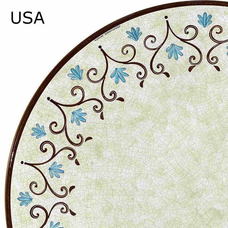 CAFE-BISTRO ROUND TABLE: Ceramic-Stone top on iron base (24" Diam. x 30" High.) in Deruta, Italy. - artisticaitalian.com