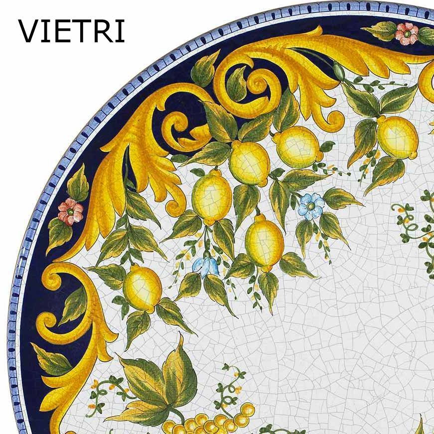 COCKTAIL HIGH TABLE ROUND: Ceramic-Stone top on iron base (28" Diam. x 41" High.) in Deruta, Italy. - artisticaitalian.com