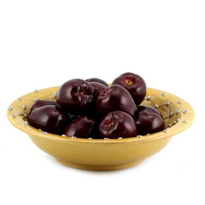 DOLFI CARAMEL BLUE DOTS: Round Bowl Centerpiece CARAMEL with Blue dots - artisticaitalian.com