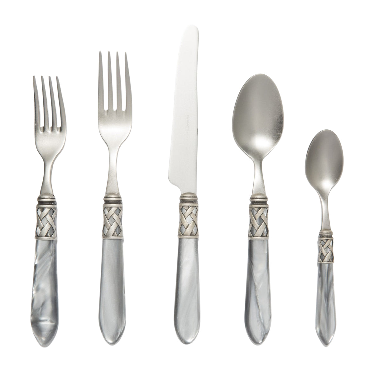 VIETRI: Aladdin Five-Piece Place Setting LIGHT GRAY - artisticaitalian.com