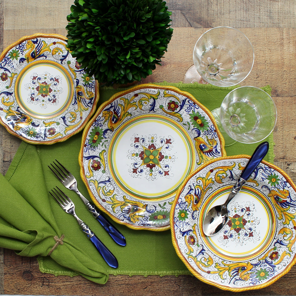 RAFFAELLESCO DELUXE: Serving Set Charger + Salad Pasta Bowl + Oval Platter - artisticaitalian.com