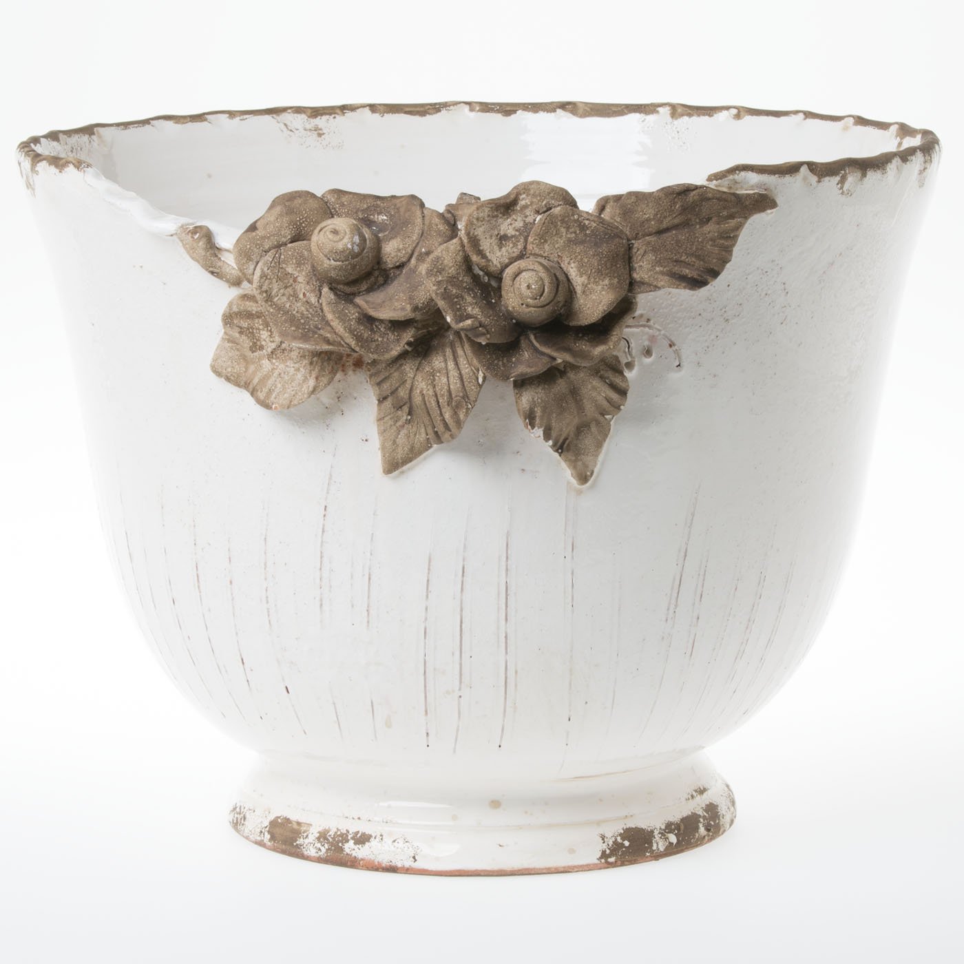 VIETRI: Rustic Garden White Planter W/Flowers - artisticaitalian.com