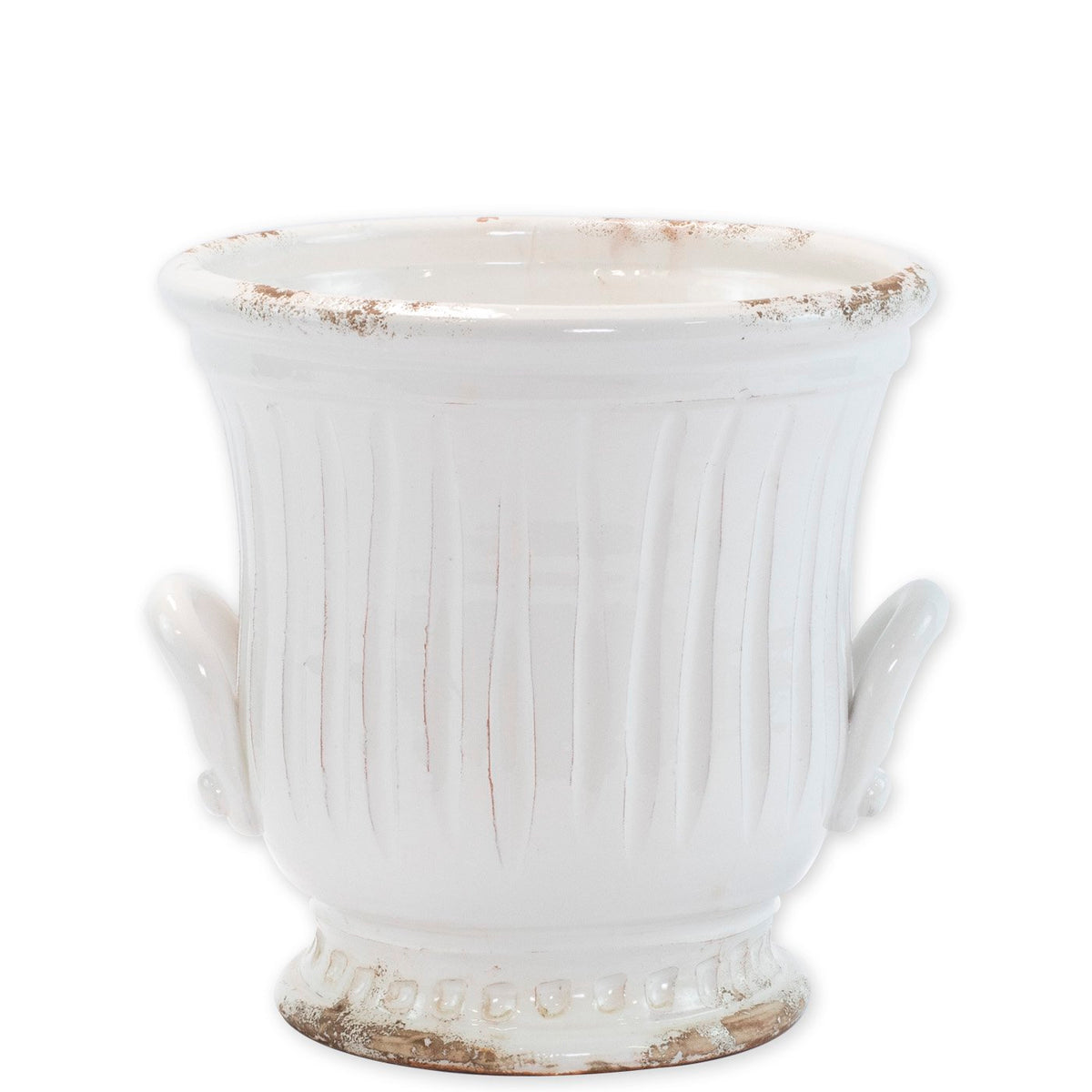 VIETRI: Rustic Garden White Medium Handled Cachepot - artisticaitalian.com