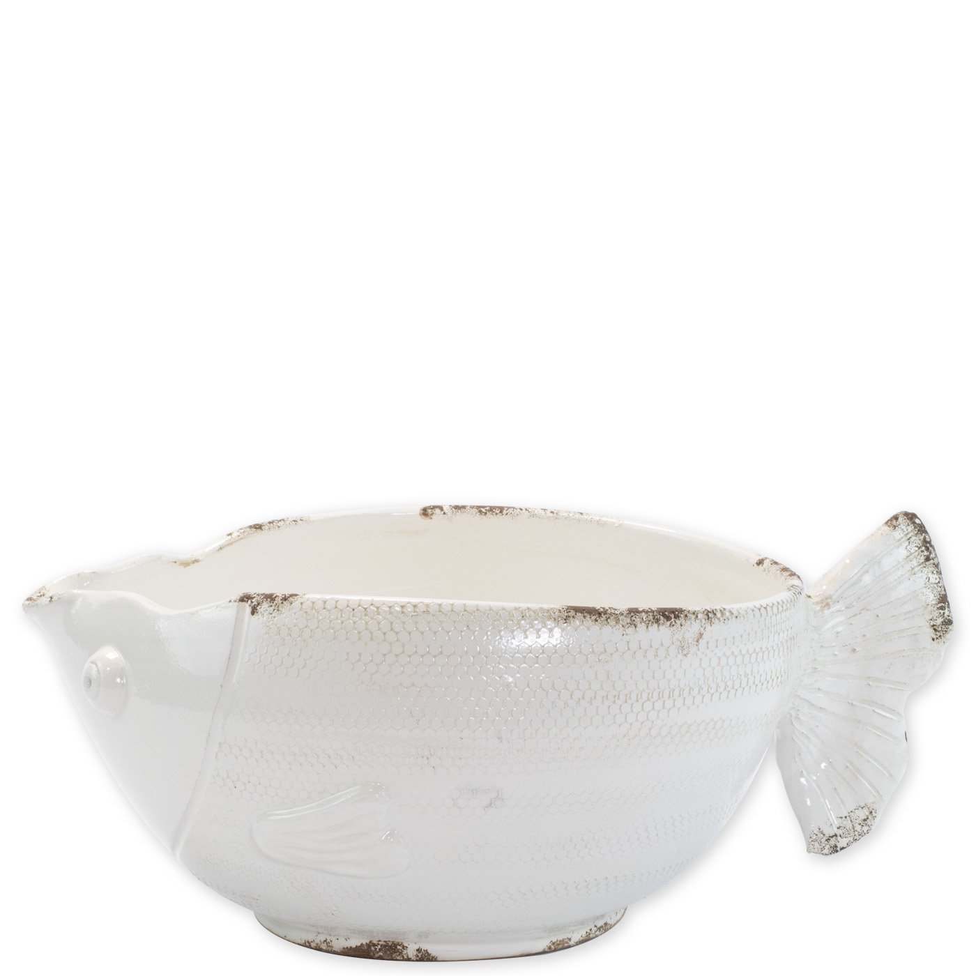 VIETRI: Rustic Garden White Fish Cachepot - artisticaitalian.com