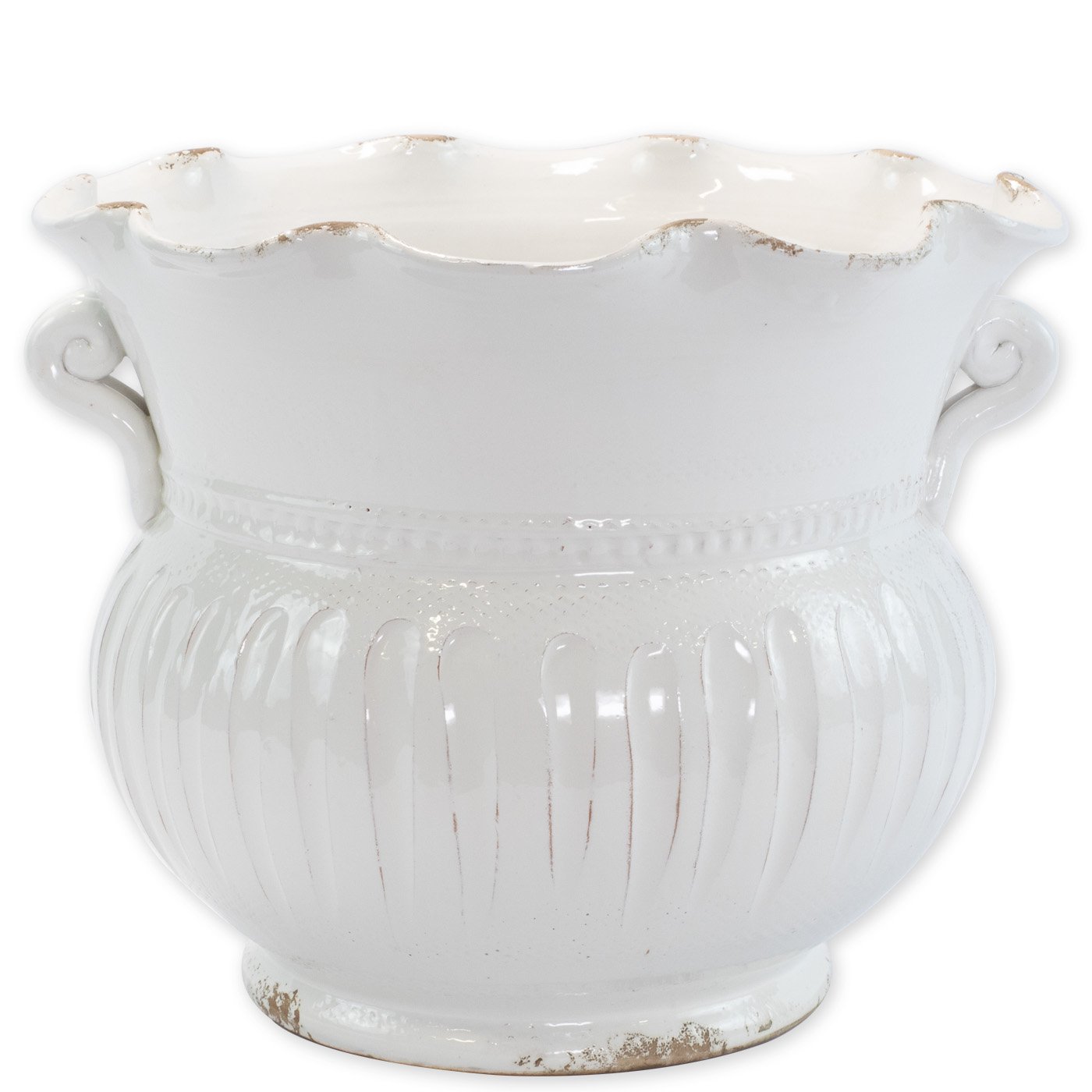 VIETRI: Rustic Garden White Large Scallop Planter - artisticaitalian.com